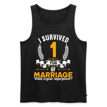Ich habe 1 Jahre Ehe überlebt 1.Hochzeitstag - Männer Premium Bio Tank Top - Schwarz - Vorne - Michal (187cm)