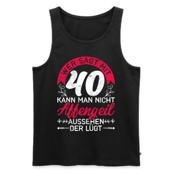 Vierzigster Geburtstag Geschenk 40 Damen - Männer Premium Bio Tank Top - Schwarz - Vorne - Michal (187cm)