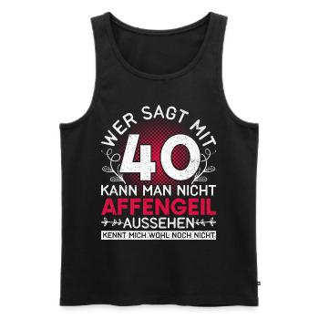 Vintage Geschenk Damen Vierzigster Geburtstag 40 - Männer Premium Bio Tank Top - Schwarz - Vorne - Michal (187cm)
