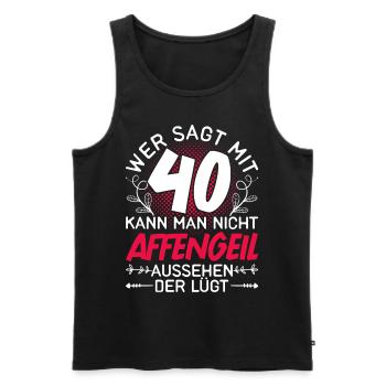 Vierzigster Geburtstag 40 Geschenk Damen - Männer Premium Bio Tank Top - Schwarz - Vorne - Michal (187cm)