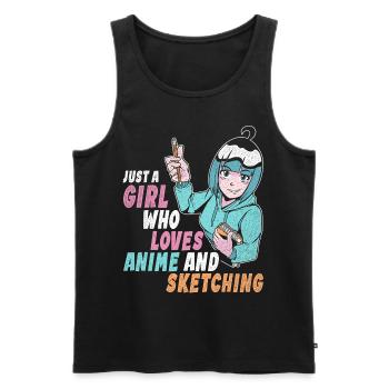Vintage Just A Girl Who Loves Anime And Sketching - Men's Premium Organic Tank Top - black - Front - Michal (187cm)