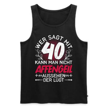 Vintage Vierzigster Geburtstag 40 Geschenk Damen - Männer Premium Bio Tank Top - Schwarz - Vorne - Michal (187cm)