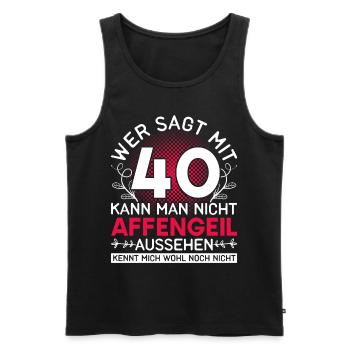Geschenk Damen Vierzigster Geburtstag 40 - Männer Premium Bio Tank Top - Schwarz - Vorne - Michal (187cm)