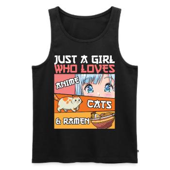 Just A Girl Who Loves Anime Cats And Frame - Men's Premium Organic Tank Top - black - Front - Michal (187cm)