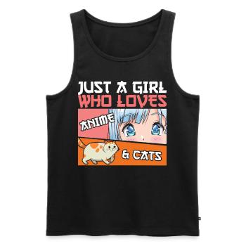 Just A Girl Who Loves Anime And Cats - Men's Premium Organic Tank Top - black - Front - Michal (187cm)