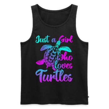 Vintage Just A Girk Who Loves Turtles - Männer Premium Bio Tank Top - Schwarz - Vorne - Michal (187cm)