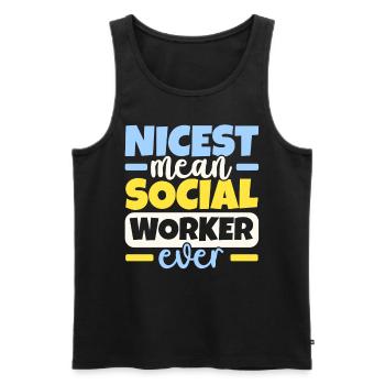 Le plus beau travailleur social de tous les temps Job Soz - Débardeur bio Premium Homme - noir - Devant - Michal (187cm)