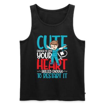 Cute Enough To Stop Your Heart Skilled Enough - Männer Premium Bio Tank Top - Schwarz - Vorne - Michal (187cm)