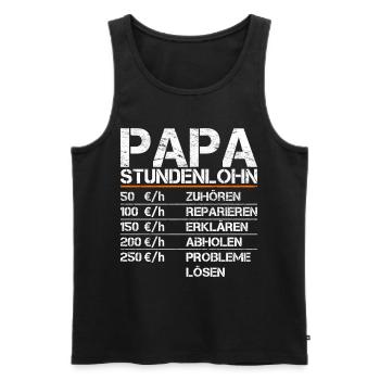 Vintage Papa Stundenlohn Lustiger Spruch Vater - Männer Premium Bio Tank Top - Schwarz - Vorne - Michal (187cm)