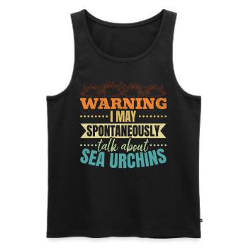 Warning: I can talk spontaneously about sea urchins - Men's Premium Organic Tank Top - black - Front - AI Model Male 178 light (178cm)