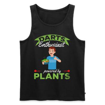 Passionné de fléchettes propulsé par des plantes végétaliennes - Débardeur bio Premium Homme - noir - Devant - Michal (187cm)