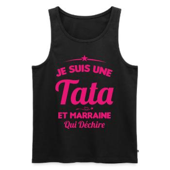 Je Suis Une Tata et Marraine Qui Déchire - Débardeur bio Premium Homme - noir - Devant - Michal (187cm)