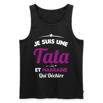 Je Suis Une Tata et Marraine Qui Déchire - Débardeur bio Premium Homme - noir - Devant - Michal (187cm)