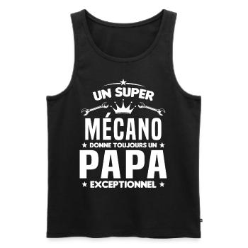 Mécano papa cadeau drôle fête des pères garagiste - Débardeur bio Premium Homme - noir - Devant - AI Model Male 178 light (178cm)