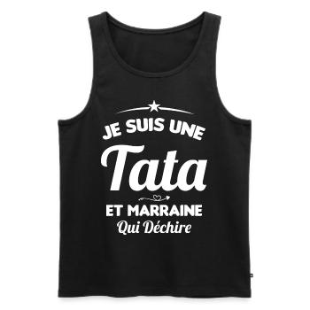 Je Suis Une Tata et Marraine Qui Déchire - Débardeur bio Premium Homme - noir - Devant - Michal (187cm)