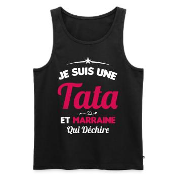 Je Suis Une Tata et Marraine Qui Déchire - Débardeur bio Premium Homme - noir - Devant - Michal (187cm)