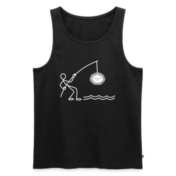 Lustiges Seeigel Strichmännchen Angeln Seeigel - Männer Premium Bio Tank Top - Schwarz - Vorne - AI Model Male 178 light (178cm)
