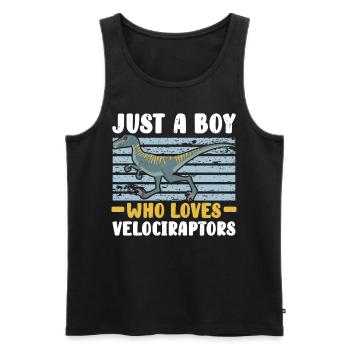 Just A Boy Who Loves Velociraptors Dinosaur Dino - Men's Premium Organic Tank Top - black - Front - Michal (187cm)