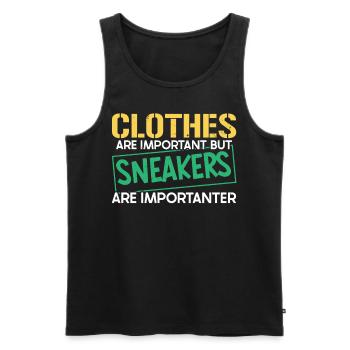 Clothes are important, but sneakers are important - Men's Premium Organic Tank Top - black - Front - AI Model Male 178 light (178cm)
