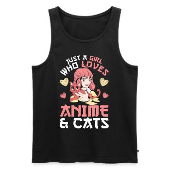 Just A Girl Who Loves Anime And Cats - Men's Premium Organic Tank Top - black - Front - Michal (187cm)