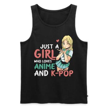Juste une fille qui aime l’anime et la K-Pop - Débardeur bio Premium Homme - noir - Devant - Michal (187cm)