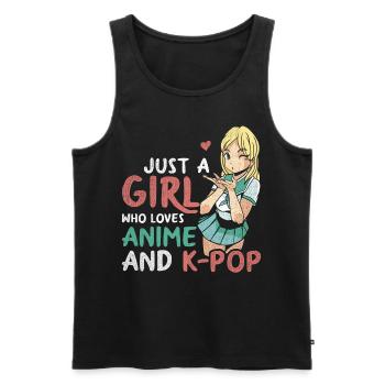 Vintage Juste une fille qui aime l’anime et la K-Pop - Débardeur bio Premium Homme - noir - Devant - Michal (187cm)