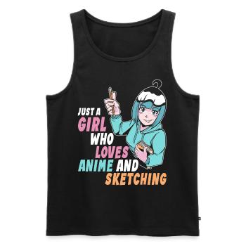 Just A Girl Who Loves Anime And Sketching - Men's Premium Organic Tank Top - black - Front - Michal (187cm)