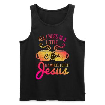 Vintage All I Need Is A Little Coffee And Jesus - Männer Premium Bio Tank Top - Schwarz - Vorne - AI Model Male 178 light (178cm)