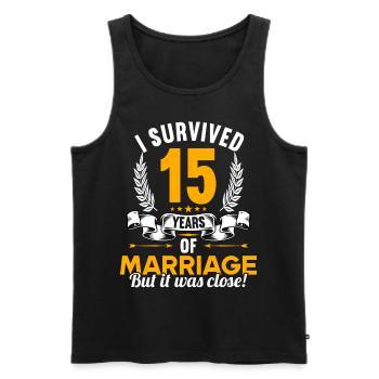 I survived 15 years of marriage 15th wedding anniversary - Men's Premium Organic Tank Top - black - Front - Michal (187cm)