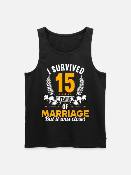 J’ai survécu à 15 ans de mariage 15ème anniversaire de mariage - Débardeur bio Premium Homme - noir
