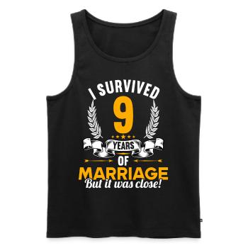 J’ai survécu à 9 ans de mariage 9ème anniversaire de mariage - Débardeur bio Premium Homme - noir - Devant - Michal (187cm)