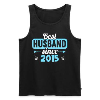Best Wife Best Husband since 2015 - Men's Premium Organic Tank Top - black - Front - AI Model Male 178 light (178cm)