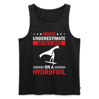 Never Underestimate An Old Man On A Hydrofoil - Wi - Men's Premium Organic Tank Top - black - Front - AI Model Male 178 light (178cm)