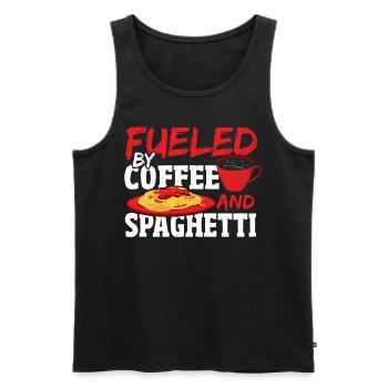 Fueled By Coffee and Spaghetti Italian Pasta - Men's Premium Organic Tank Top - black - Front - Michal (187cm)