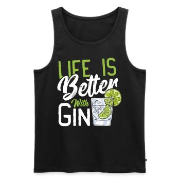 Life Is Better With Gin - Men's Premium Organic Tank Top - black - Front - AI Model Male 178 light (178cm)