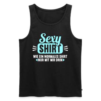 Sexy Shirt wie normales Shirt nur mit mir drin - Männer Premium Bio Tank Top - Schwarz - Vorne - Michal (187cm)