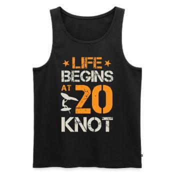Life Begins At 20 Knots - Hydrofoil Wingfoil Surf - Männer Premium Bio Tank Top - Schwarz - Vorne - AI Model Male 178 light (178cm)