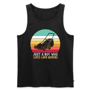 Only a boy The lawn mower loves lawn mowing grass - Men's Premium Organic Tank Top - black - Front - Michal (187cm)
