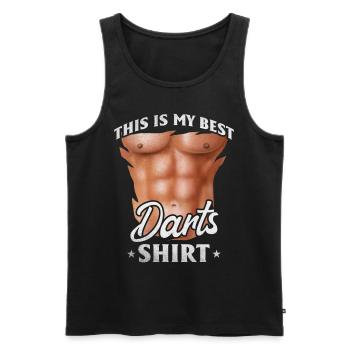 Play darts game This is my best - Men's Premium Organic Tank Top - black - Front - Michal (187cm)