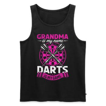 Oma ist mein Name Darts ist mein Spiel Dartspieler - Männer Premium Bio Tank Top - Schwarz - Vorne - Michal (187cm)