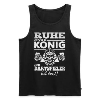 Ruhe Euer König Der Dartspieler Hat Durst! Dart - Männer Premium Bio Tank Top - Schwarz - Vorne - Michal (187cm)