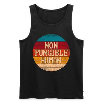 Vintage NFT Art Cypto Hommes Citation Non Fongible Humain - Débardeur bio Premium Homme - noir - Devant - Michal (187cm)