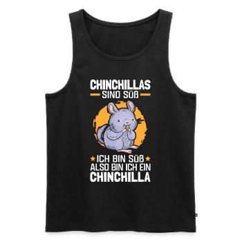 Chinchillas sind süß Wollmaus Chinchilla - Männer Premium Bio Tank Top - Schwarz - Vorne - Michal (187cm)