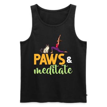 Yoga Cat Débutant Séances d’entraînement Citation Méditation - Débardeur bio Premium Homme - noir - Devant - AI Model Male 178 light (178cm)
