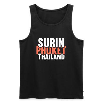 Vintage Thaïlande Asie Coucher de soleil Phuket Surin - Débardeur bio Premium Homme - noir - Devant - AI Model Male 178 light (178cm)