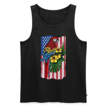 USA Flagge Papagei Vogelliebhaber Papageienvogel - Männer Premium Bio Tank Top - Schwarz - Vorne - Michal (187cm)