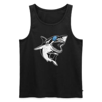 Sharkfish Grand requin blanc avec lunettes de soleil - Débardeur bio Premium Homme - noir - Devant - Michal (187cm)
