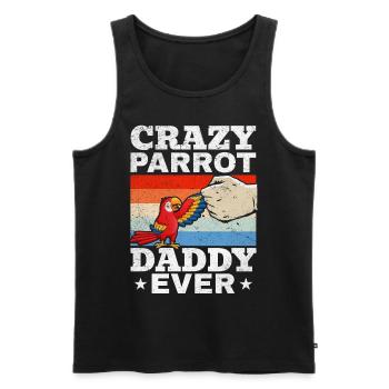 Crazy Parrot Daddy Ever Parrot Bird Lover - Débardeur bio Premium Homme - noir - Devant - AI Model Male 178 light (178cm)