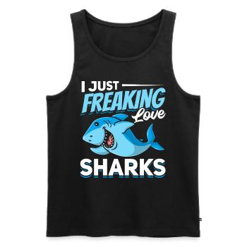 Großer White Shark Lover Ich liebe Haie einfach - Männer Premium Bio Tank Top - Schwarz - Vorne - Michal (187cm)
