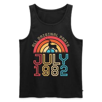 July 1982 40th birthday - Men's Premium Organic Tank Top - black - Front - AI Model Male 178 light (178cm)